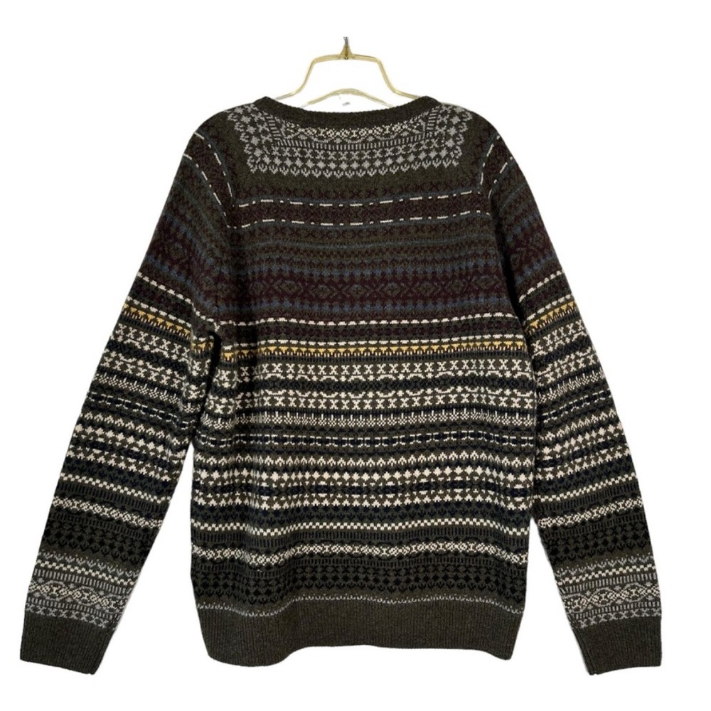 100% Lambswool Sweater Men's Crewneck - Fair Isle Pattern - Picture 2 of 4